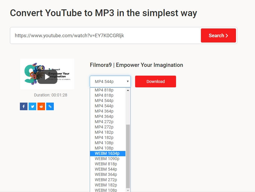 قم بتحويل فيديو YouTube إلى تنسيق WebM باستخدام YouTubNow