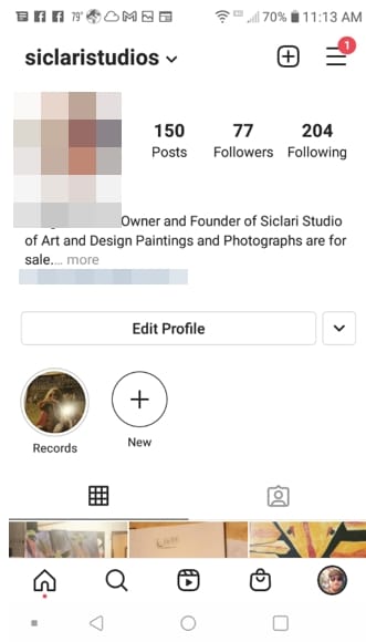Выделенный профиль в Instagram